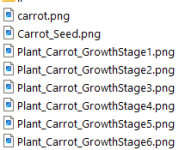 carrot.png, Carrot_Seed.png, Plant_Carrot_GrowthStage1.png, Plant_Carrot_GrowthStage2.png, Plant_Carrot_GrowthStage3.png, Plant_Carrot_GrowthStage4.png, Plant_Carrot_GrowthStage5.png, Plant_Carrot_GrowthStage6.png